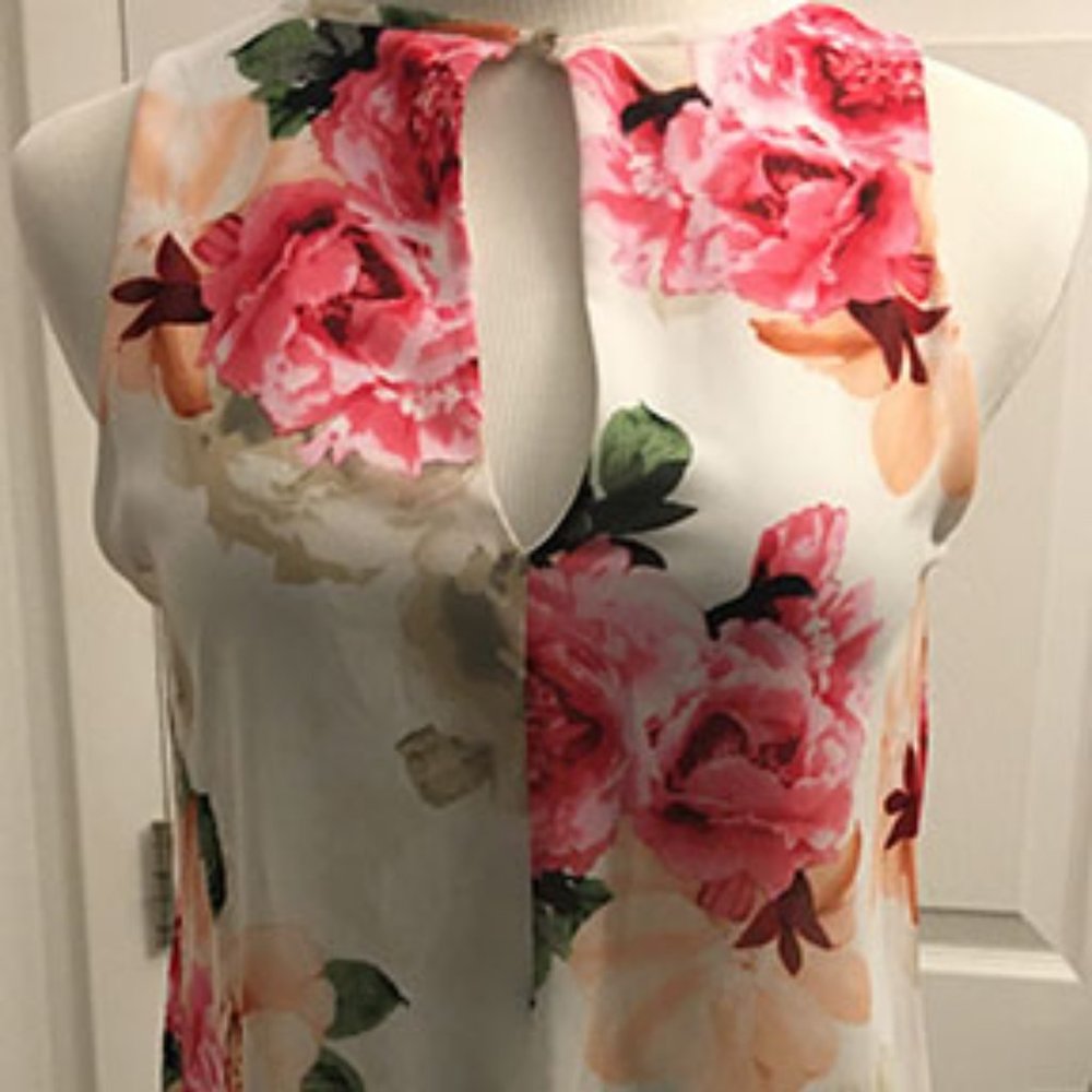 Calvin Klein sleeveless floral white dress